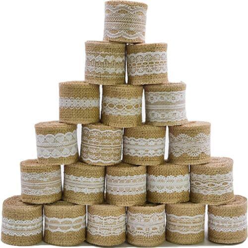 2m 5cm Jute Burlap Ribbon Rustic Vintage Wedding DIY Craft Decoration Hessian Lace Jute Roll Merry Christmas Home Party Supplies