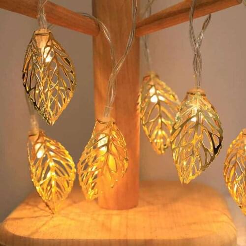 10/20/40 LED Wrought Iron Gold Leaf Battery Box String Lights Suitable for Holiday Party Christmas Home Decoration Lights