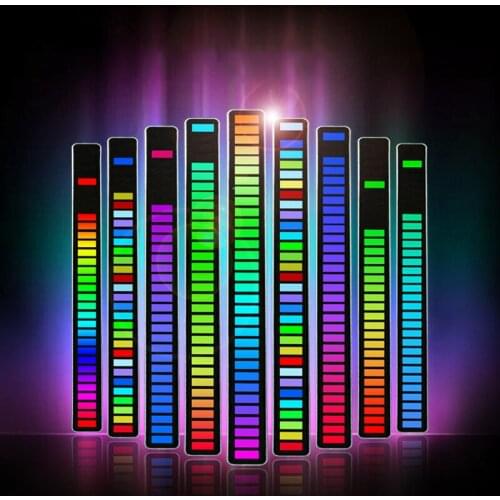 Voice Control Pickup Rhythm Lights Music Spectrum LED RGB Car Atmosphere Audio Level Indicator VU Meter Induction light