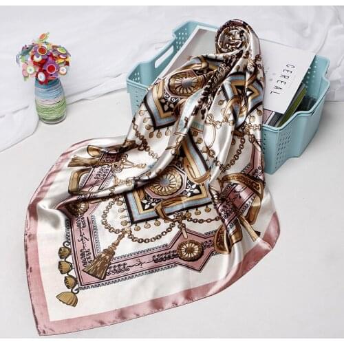 Head Hair Scarf Hijab Satin Handkerchief Square Silk Scarf Shawl Womens Bandana Headband Headscarf Scarf Women Luxury