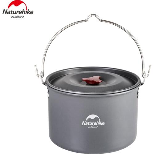 Naturehike Camping Pot 4-6 Person Hanging Cookware Pot Outdoor Camping Picnic Campfire Pot Picnic Tableware Ultralight aluminum