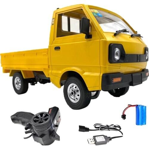 Toy WPL D12 RC Truck 1:10 Simulation Truck LED Light and Battery RC Toys, 2.4ghz Strong Transmitter System, Yellow