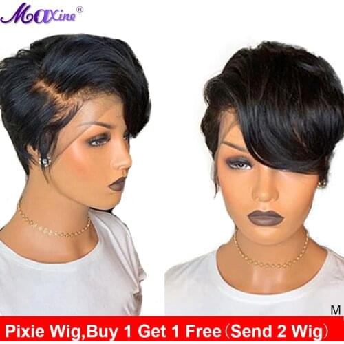 Short Pixie Wig Human Hair Maxine Hair Pixie Cut Wig Curly Bob Lace Front Wig 150% Transparent HD Lace Front Human Hair Wig