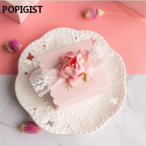 Creative Pink flower Wedding Favors DIY Candy Boxes Bomboniera Thanks Chocolate Box Party Supplies Gift Box Giveaways Box