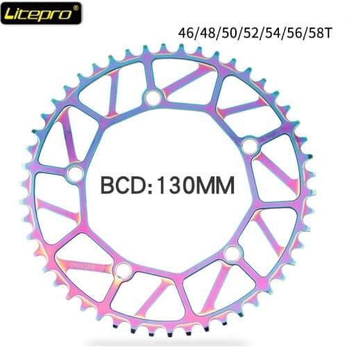Litepro Folding Bike Ultralight Single Disc Electroplating Color Chainring 130mm BCD 46/48/50/52/54/56/58T Bicycle Parts