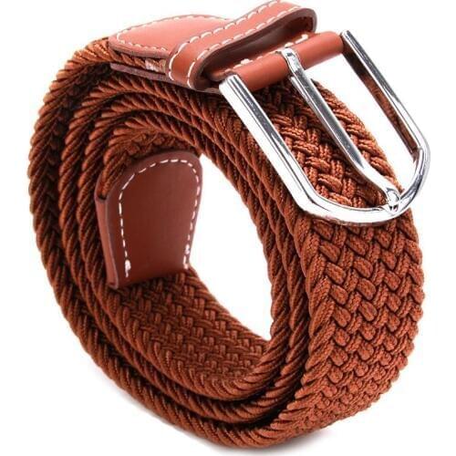 Fashion Men Elastic Knitted Belt Metal Buckle Waist Strap High Quality Military Army Tactical Belt 6 Colors