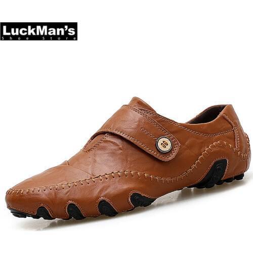 Handmade Genuine Leather Men Shoes Luxury Brand Italian Casual Mens Loafers Breathable Driving Shoes Slip on Moccasins Men