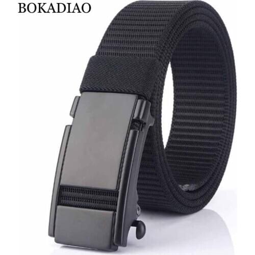 BOKADIAO Men&women Nylon Belt Metal Automatic Buckle belts Outdoor sports Casual jeans waistband Army military canvas male strap