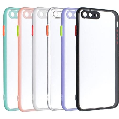 Soft Bumper Hard Back Clear Shockproof Phone Case for Apple iPhone 7Plus 8Plus Transparent Phone Shell Cover