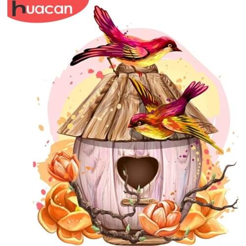 HUACAN Oil Painting By Numbers Bird Animal Unique Gift Hand Painted Picture By Numbers Flower Wall Art Childrens Room Decor