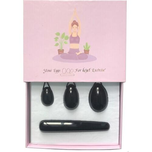 Obsidian Yoni Egg Massage Ball Set Natural Stone Jade Eggs Women Vaginal Kegel Massager Vaginal Muscle Tighten yoni massage wand