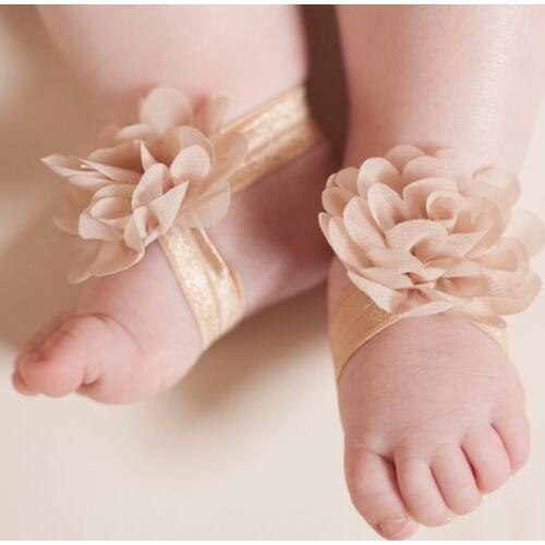 New 2pcs/lot Boutique Mini Chiffon Flower Barefoot Sandals for Baby Girls Newborn Photo Props Kids Fashion Accessories