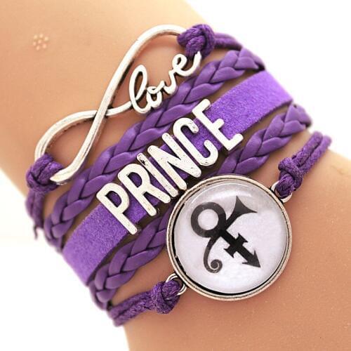 NEW ARRIVED Infinity Bracelet Love Prince Music Charm Bracelet Purple Rain Bracelet Artist Bracelet Round Glasses Hi-Q Custom