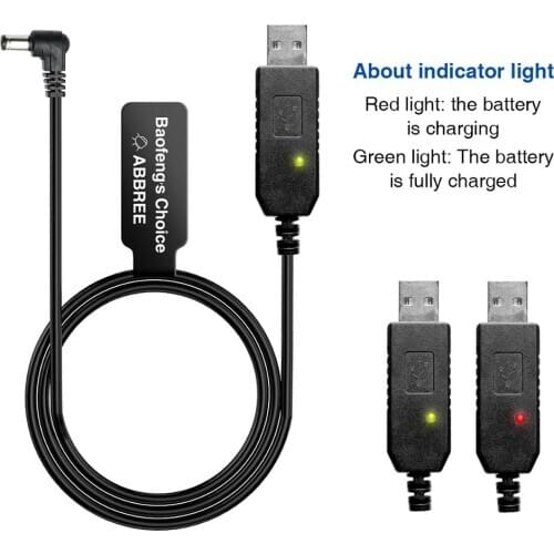 Upgrade Baofeng UV-5R Portable USB Charger Cable indicator With light for UV-82 BF-F8HPUV5R UV82 Portable Ham Two Way Radio