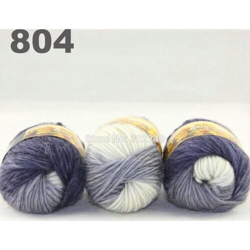 Lot of 3 skeins x 50g Chunky Hand Coarse Knitting Scores wool yarn Light Grey White Blue 804