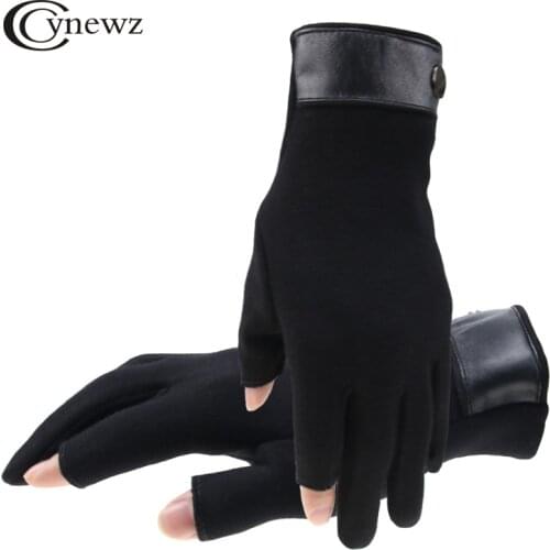Winter Men Mitten Keep Warm 2 Fingers Exposed Touch Screen Windproof Thin Guantes Driving Anti Slip Outdoor Fishing Male Gloves