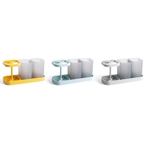Bathroom Mouthwash Cup Toothbrush Holder Soap Storage Box Home Toothbrush Cup Suit Practical All-Match Double Wash Racks
