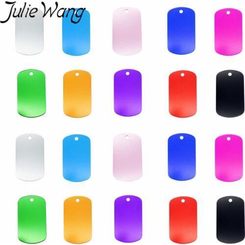 Julie Wang 10PCS Pet Id Dog Tag Charms Aluminum Military Army Tag Name Blank Pendant Making For Logo laser Engraving
