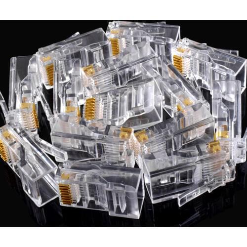 25Pcs Gold plated RJ45 Net Network Modular Plug Cat5 CAT5e Connector New Drop Shipping