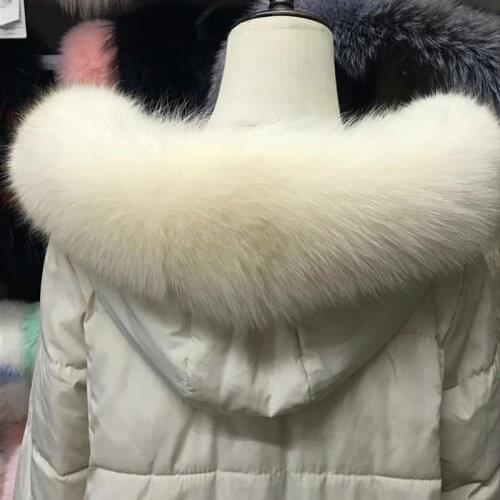 Qearlstar 2021 Women Winter Real Fox Fur Collar Scarf 100% High-quality Super Large 15cm Width Natural Fur Scarves Jackets Decor