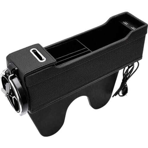 With USB Car Seat Side Organizer Pocket Between Seats Car Seat space Filler Storage Coin Collector Bottle Holder