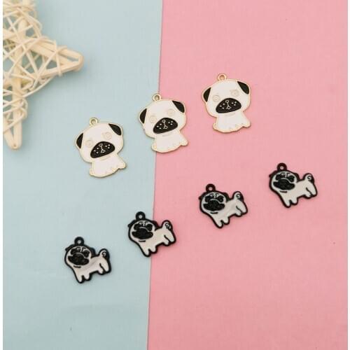 10pcs/bag Bulldog Enamel Charms For Earring Bracelet Pendant Fashion Shar Pei Dog Puppy Charm Jewelry Accessories Finding FX324