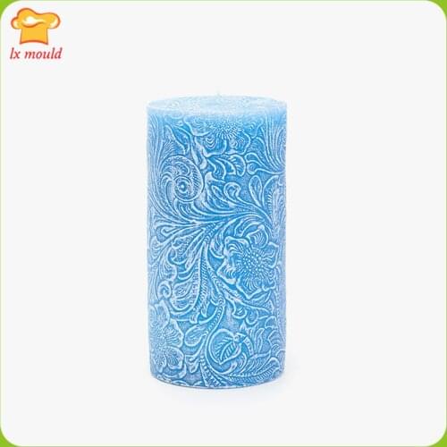 LXYY MOULD relievo cylindrical candle silicone mold