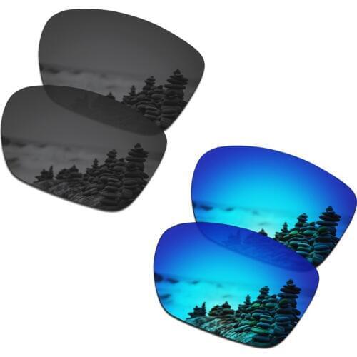 SmartVLT 2 Pairs Polarized Sunglasses Replacement Lenses for Oakley Twoface XL Stealth Black and Ice Blue