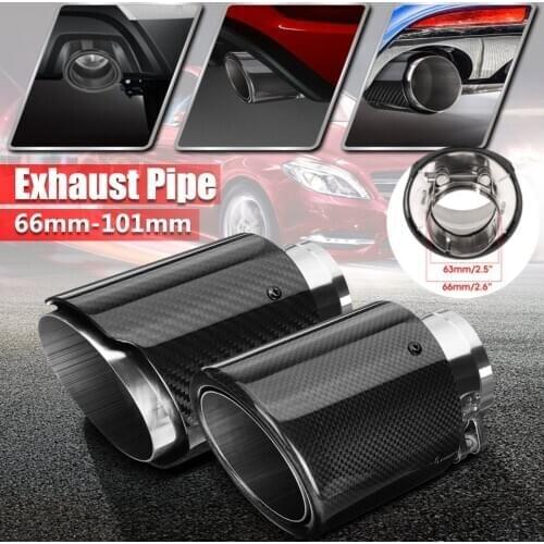 Universal 66-101mm Car Carbon Fiber Exhaust Muffler Tip Pipe Car Rear Tail Throat Liner Accessories Straight Edge Flang Crimping