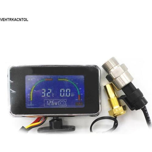 VEHTRKACNTOL 3 Function 12v/24v Truck Car Oil Pressure Gauge Monitor + Voltmeter Voltage Gauge + Water Temperature Gauge Meter