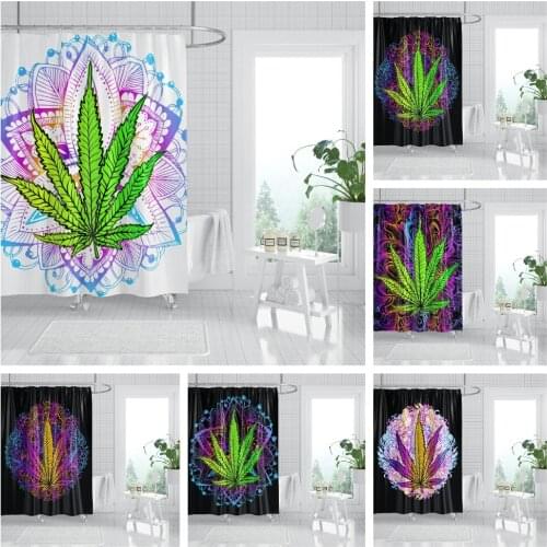 Waterproof Shower Curtain Colorful Maple Leaf Printed Fabric Curtains Eco-Friendly Bath Screen Home Decoration Wall Cloth