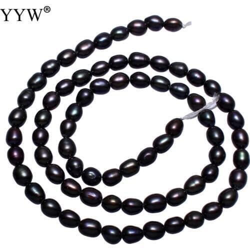 YYW High Quality Cultured Rice Freshwater Pearl Beads black 4-5mm Approx 0.8mm Sold Per Approx 15.7 Inch Strand