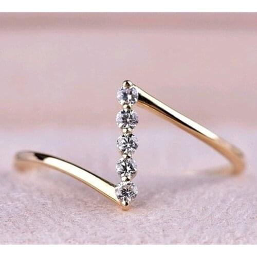Women Fashion Dainty Gold/Rose Gold Crystal Thiny Rings Classic Rings for Woman Elegant Jewelry Gifts