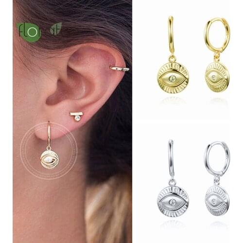 925 Silver Ear Buckle Charming Eye Earring for Women Street Style Geometric Hoop Earrings CZ Prevent Allergy Earrings Jewelry