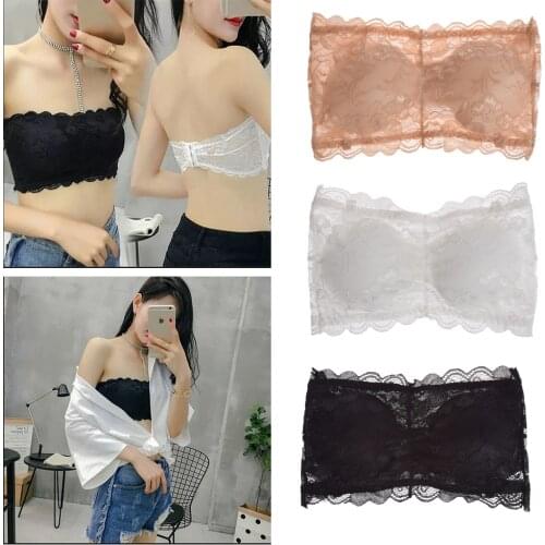 2020 New Arrival Women Push Up Wireless Lace Bra Lace Tube Top Bandeau Crop Tank Seamless Padded Underwear For Women Hot