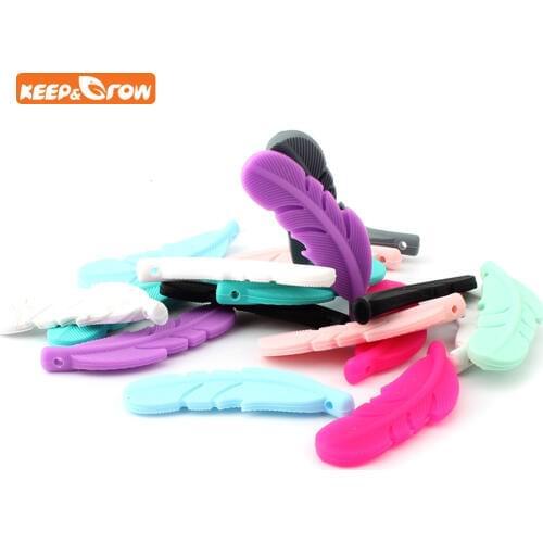Keep&grow 10Pc Feather Silicone Beads Loose Bead BPA Free Baby Silicone Teething Safe Toys DIY Jewelry Making Necklace/Bracelet