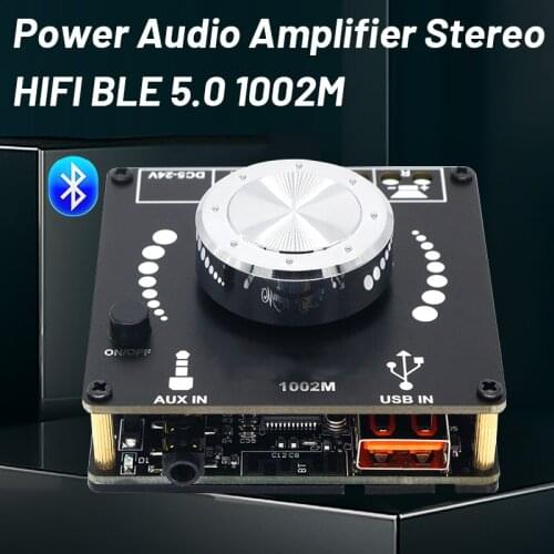 1002M 100W+100W Bluetooth 5.0 Power Audio Amplifier board Stereo AMP Amplificador Home Theater AUX USB