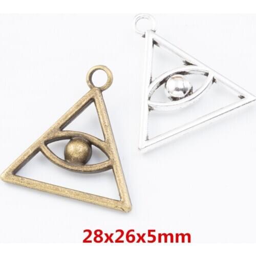 15 pieces of retro metal zinc alloy Triangular eyes pendant for DIY handmade jewelry necklace making 7834