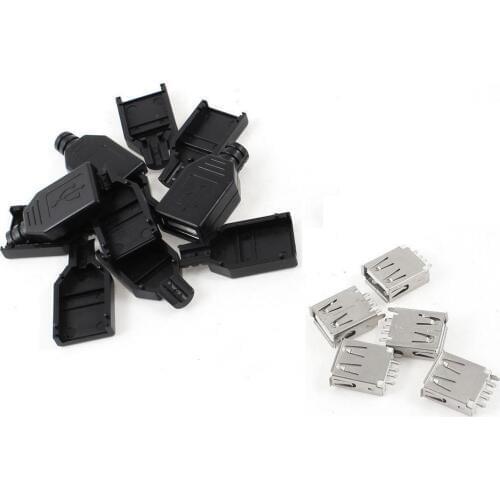 2PCS USB 2.0 Type-A Plug 4-pin Female Adapter Contor jack Plastic Cover