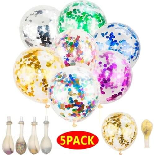5pcs Foil Confetti Balloons Gold Silver Glitter Latex Ballon for Birthday Party Wedding Decoration Anniversary Decor Balloon
