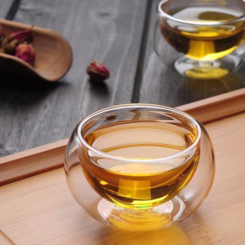 6 Pcs/Set Pumpkin Style Double-layer Wall Glass Transparent Small Tea Cup Insulation Kung Fu Teacup Accessories Teacups Tools