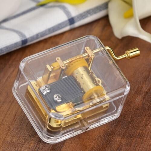 Hand Crank Music Mini Box Movement box Christmas Kids gift Party rectangle Musical boxes Wooden Hand Crank Theme music