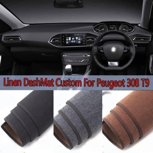 Car Styling Linen Dash Mat Covers Dashmat Dashboard Pad Carpet Accessories for Peugeot 308 GT T9 2013 2014 2015 2016 2020 2021