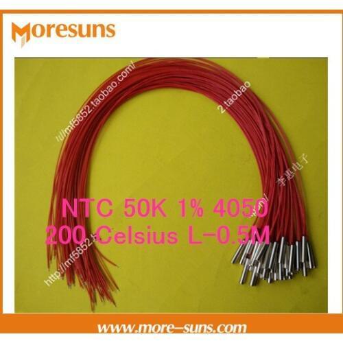 Free ship10pcs NTC negative temperature temperature sensor 50K 1% 4050 cable 200 Celsius L=0.5M Custom ntc sensor