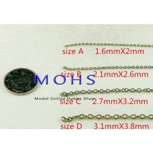 Free shipping 4 size 3meter/lot bronze coloured anchor chain wooden scale model ship chain scale sailing boat warship chains