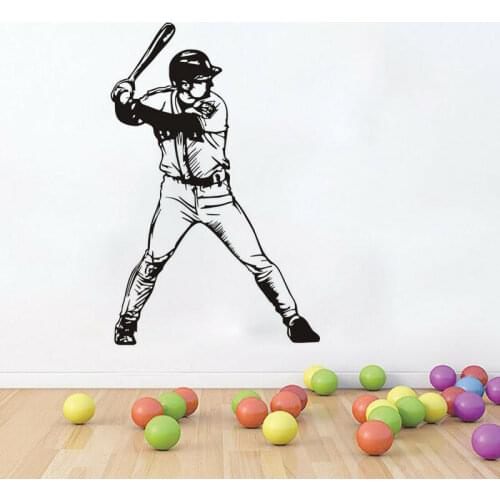 Baseball player Wall Decals Baseball Sports Boys Bedroom Wall Decor Sticker Vinyl Home Kids Room Decor Decal Removable Z568