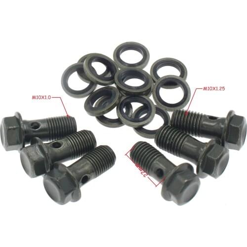 6Pcs M10x1.0/1.25 Banjo Bolt Brake Oil Pipe Hollow Screw With Gasket For Motorcycle ATV Quad Dirt Pit Bike