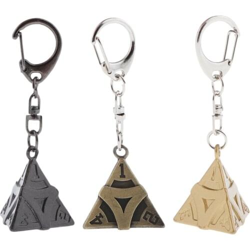 Four Sided Dice Keychain for D&D RPG MTG Board Games Toy 3D Dice Key Chain