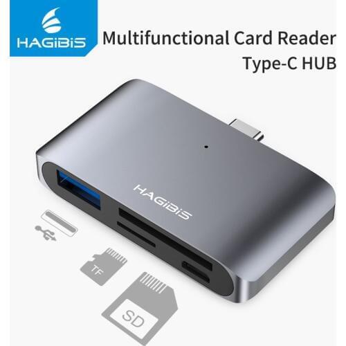 Hagibis Type-C Card Reader USB-C To USB 3.0 SD/Micro SD/TF OTG Card Adapter For Laptop/USB-C Phone TypeC Multifunction Converter