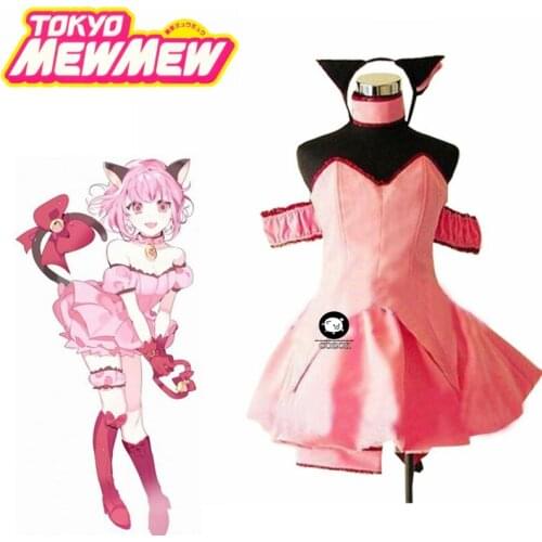Tokyo Mew Mew Ichigo Momomiya Mew Ichigo Transformed Short Pink Dress Cosplay Costume